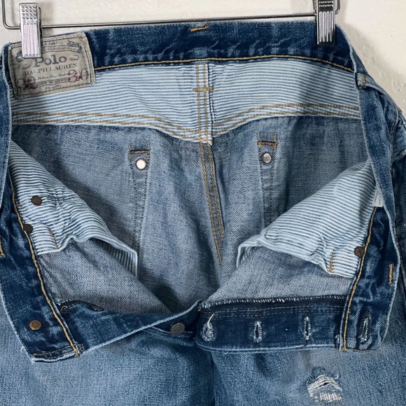 Polo Ralph Lauren Sullivan Slim Button Fly Distressed Jeans Men's Size 32x30 - Picture 14 of 14